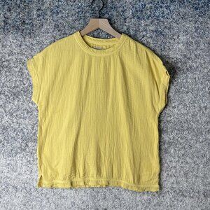 Faherty Shirt Womens Small Textured‎ Short Sleeve Lightweight Top Organic Cotton